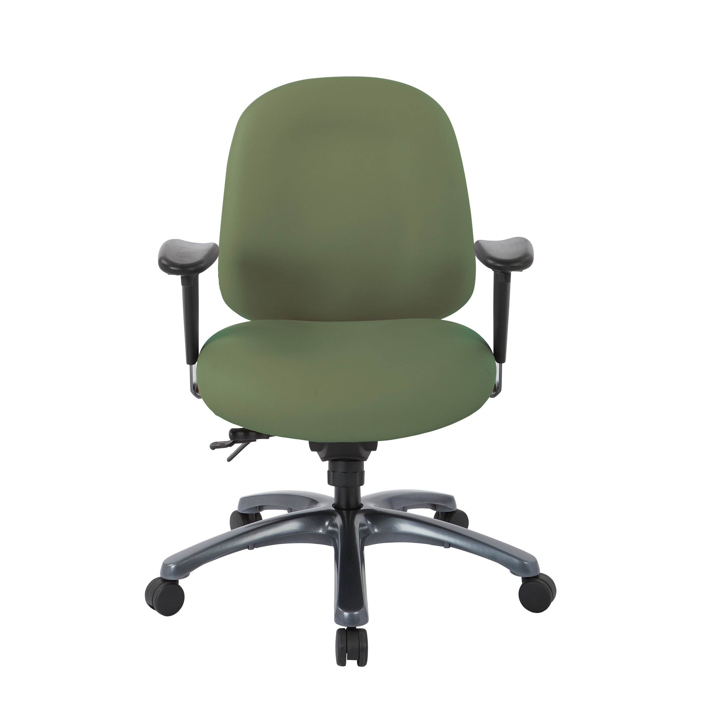 Multi-Function Mid Back Chair with Seat Slider and Titanium Finish Base